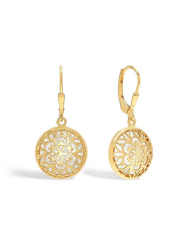 Gold Mother-Of-Pearl Leverback Earrings : LZER184870MPFG