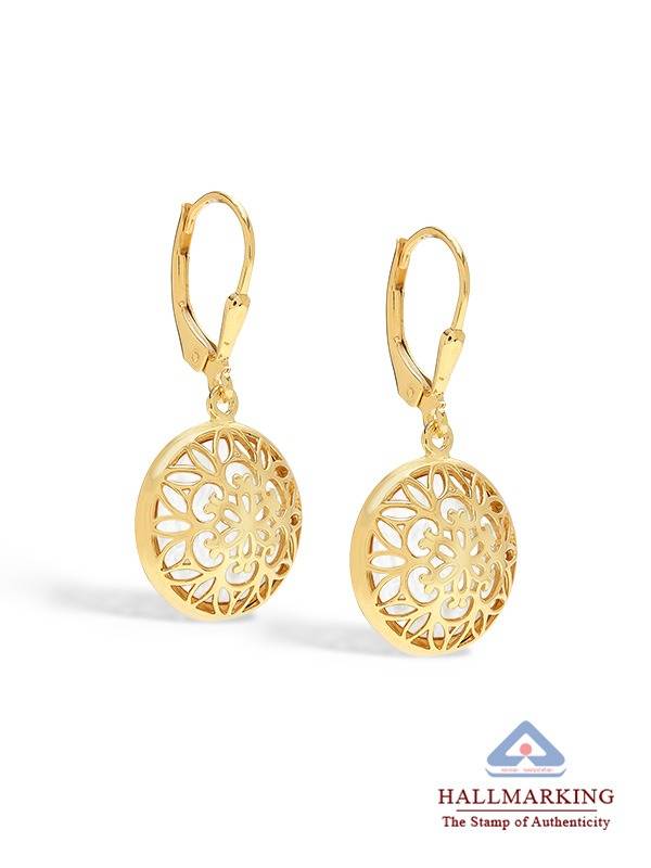 Gold Mother-Of-Pearl Leverback Earrings : LZER184870MPFG
