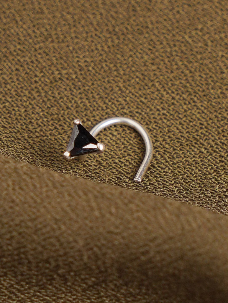 Sterling Silver Black Triangle Stone Nose Pin : ARSNP256