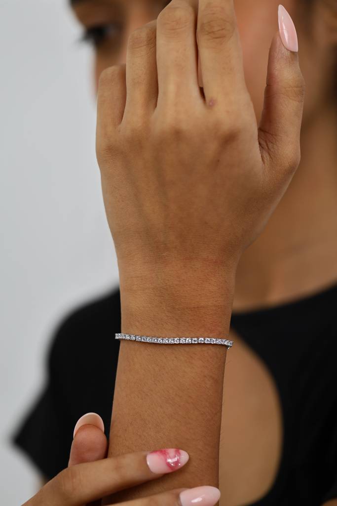Eternal Diamond Tennis Silver Bracelet (Adjustable) : B041-ADJ