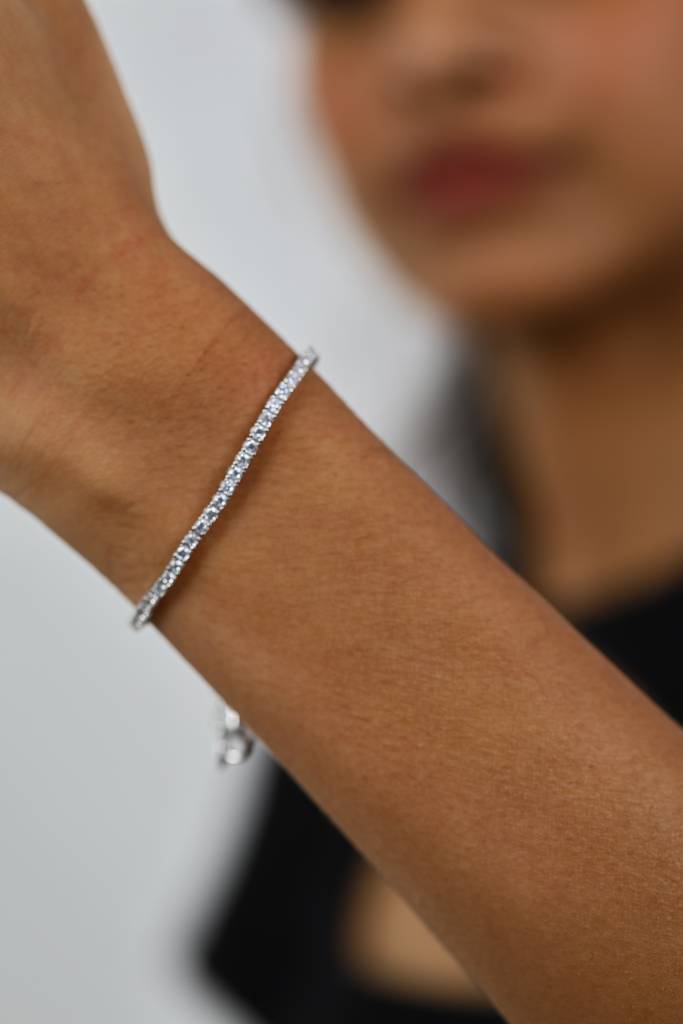 Eternal Diamond Tennis Silver Bracelet (Adjustable) : B041-ADJ