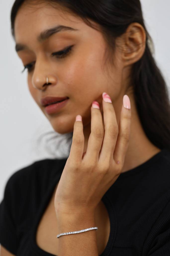 Eternal Diamond Tennis Silver Bracelet (Adjustable) : B041-ADJ