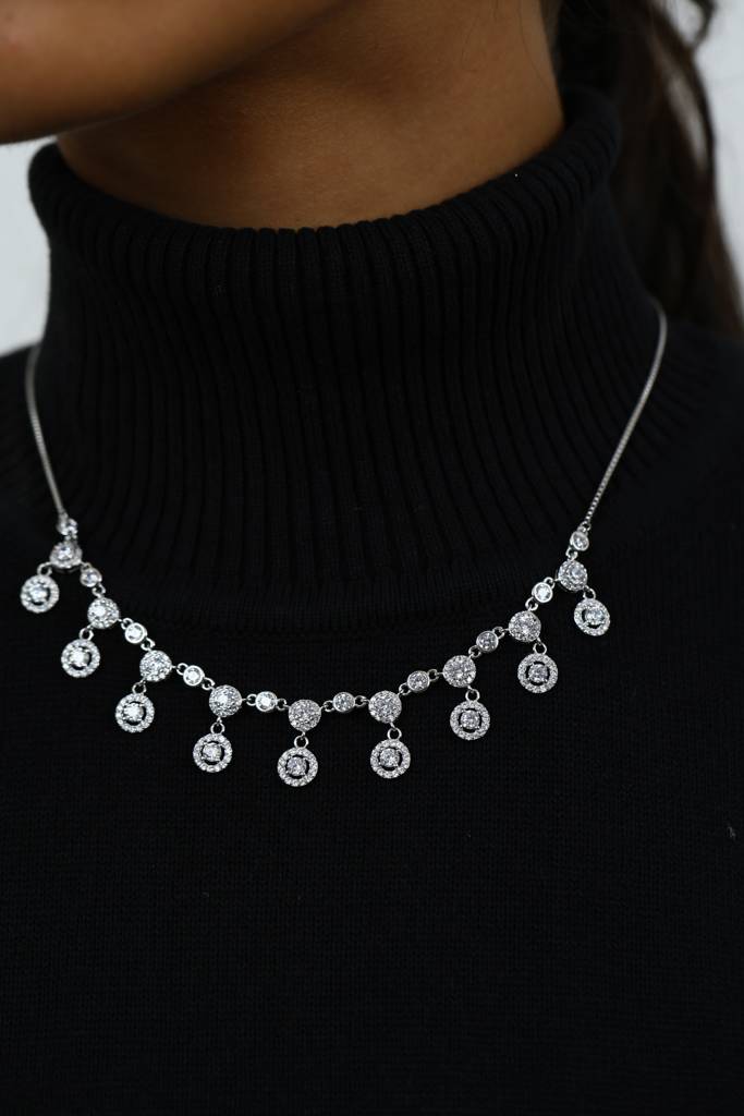 925 Siller 925 Pure Silver Necklace & Earrings, Ring Combo Set