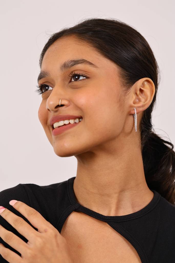 Cocktail Diamond Hoops Silver Earrings : E071