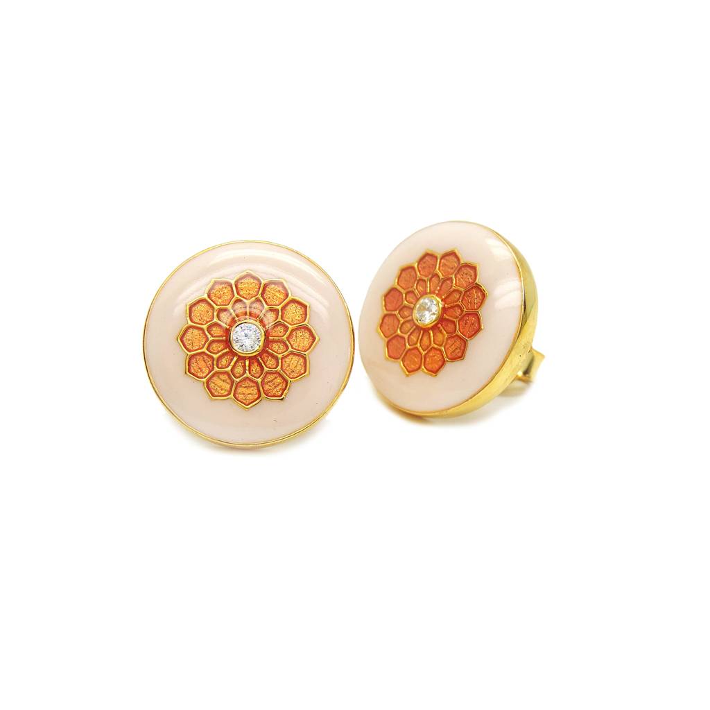 Honey Orange Floral Stud : 2141ER