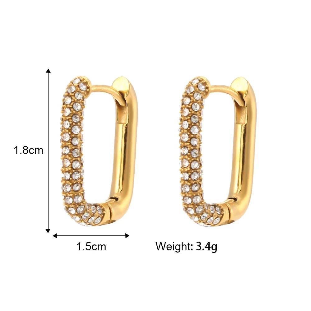 18Kt Gold Plated Zircon Box Earrings, Maitri