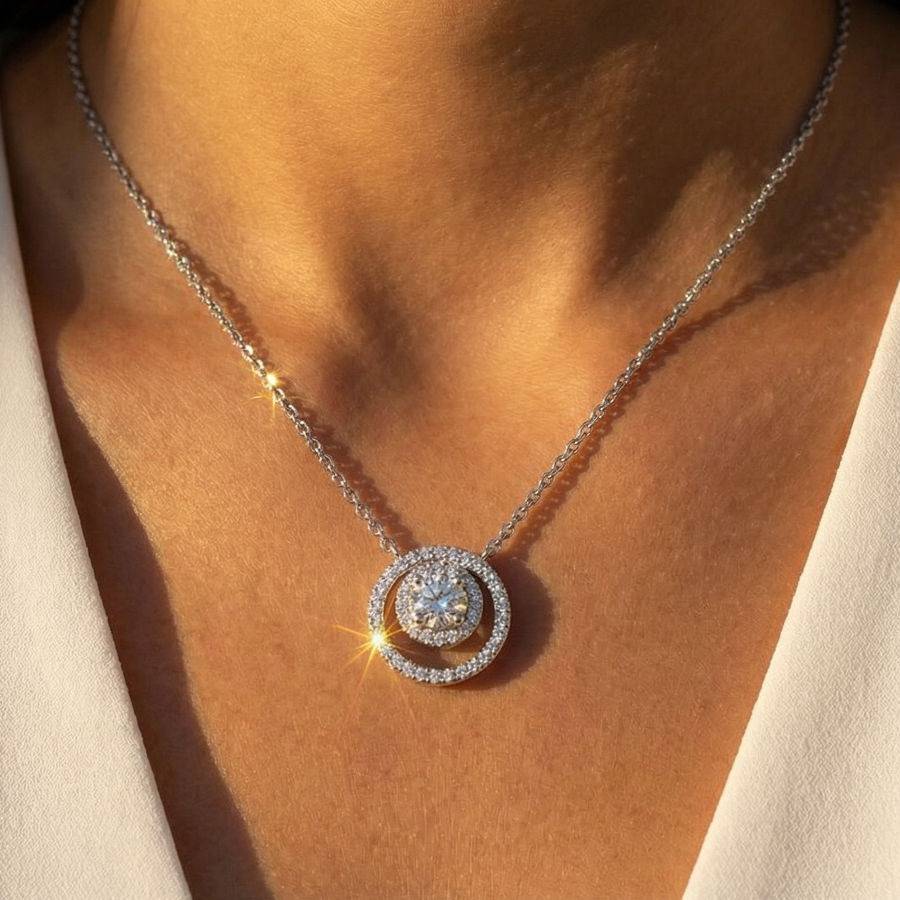 Orbit Pendant Necklace For Women | Modern Circular Motion Inspired Jewellery : 7310552266