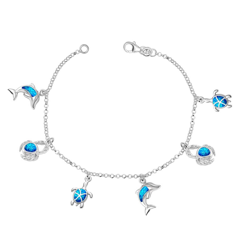 Ocean Whisper Blue Opal Sea Charm Anklet : MAN24685911IBOCRSL