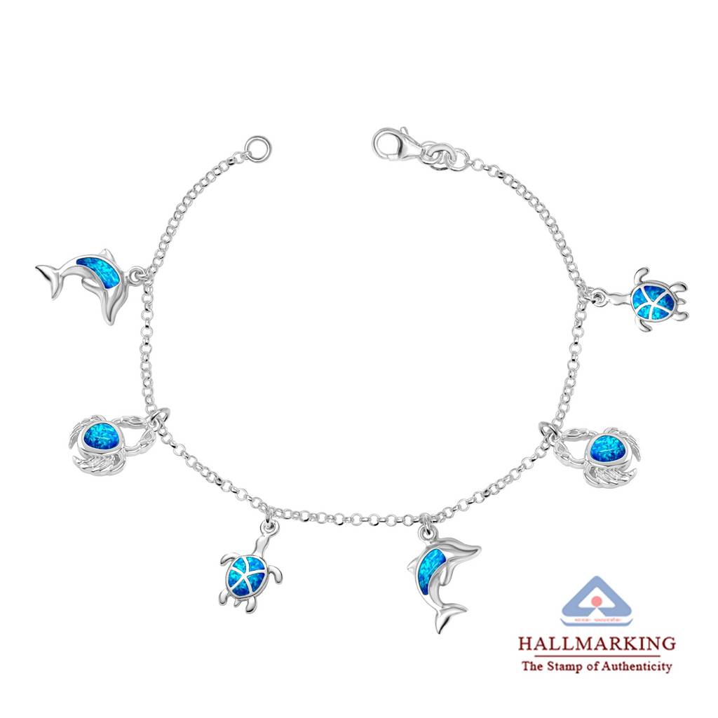Ocean Whisper Blue Opal Sea Charm Anklet : MAN24685911IBOCRSL