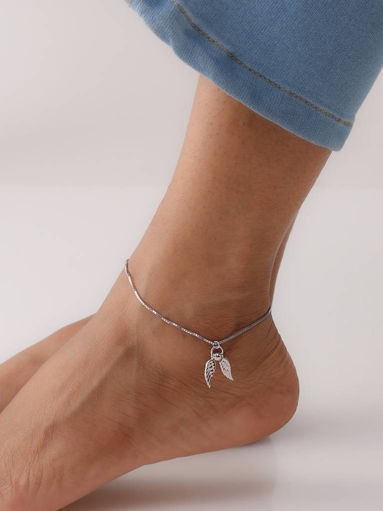 Guardian Grace Angel Wing Silver Anklet : MAN247308S10IRH