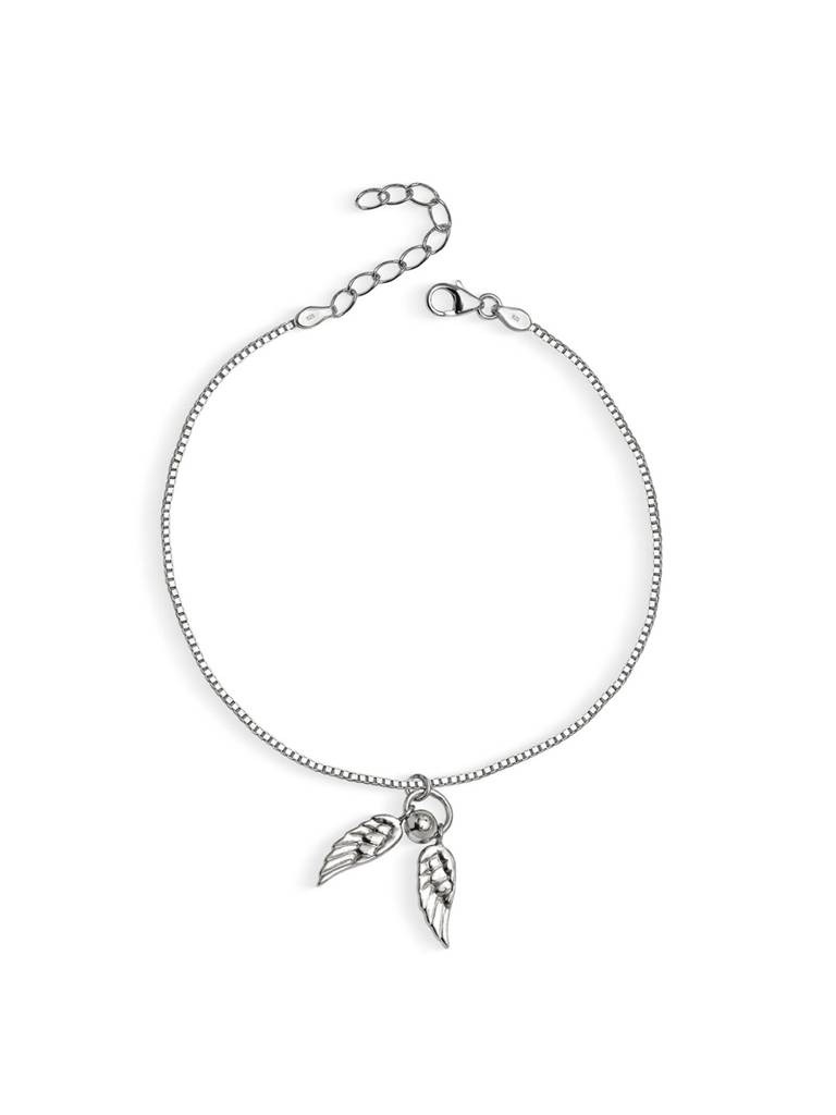 Guardian Grace Angel Wing Silver Anklet : MAN247308S10IRH