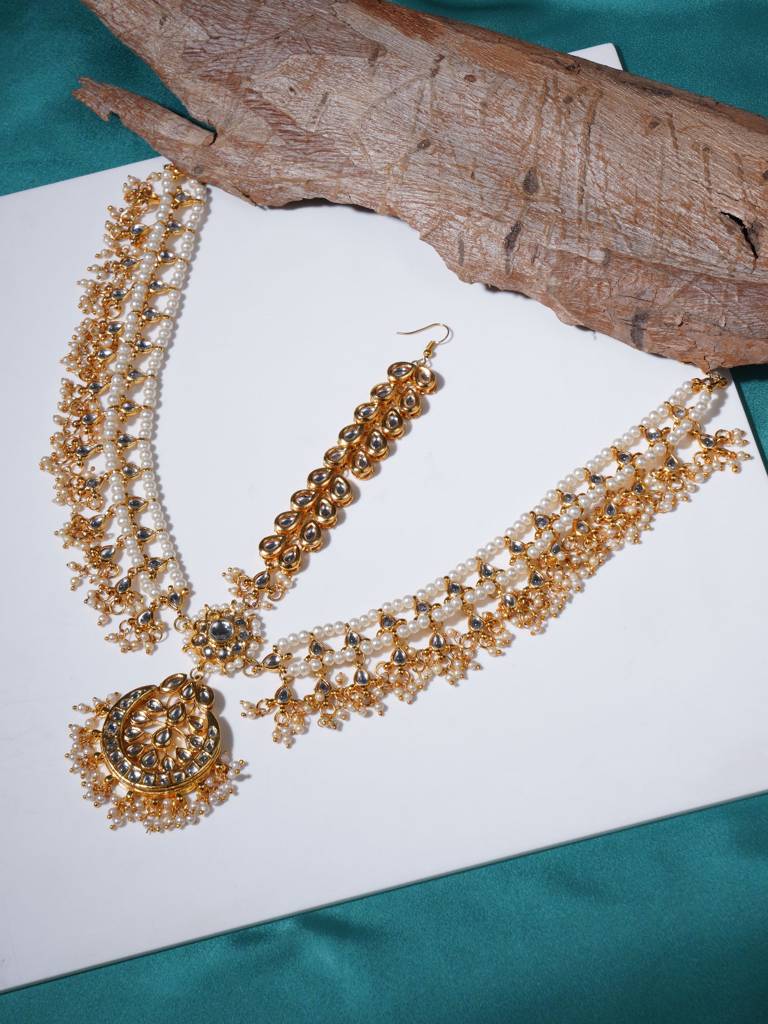 Kundan & Pearl Jhallar Layered Matha Patti : RRA23-38