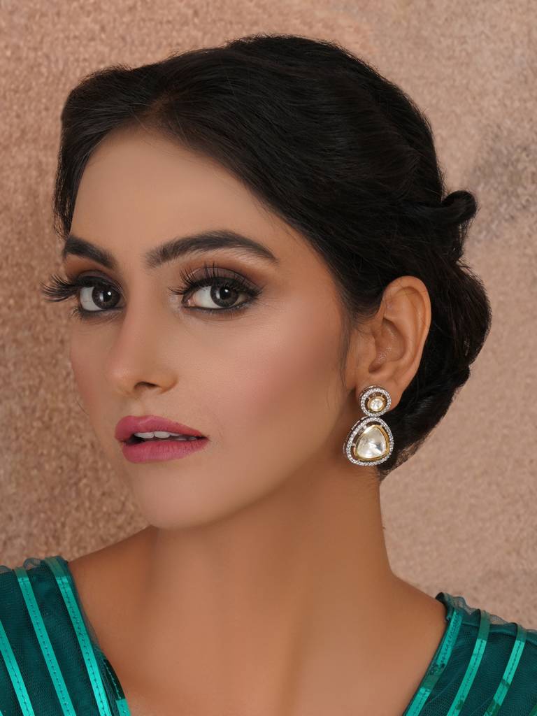 Dual Tone Kundan & Crystal Earrings : RRA23-25