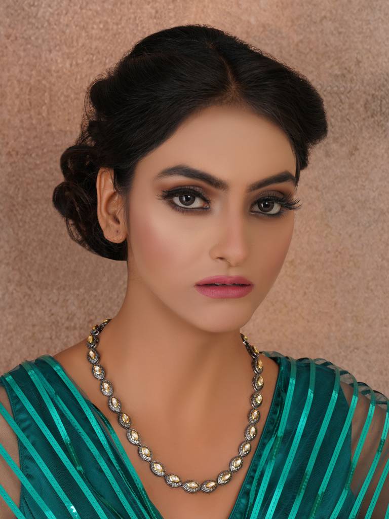 Dual Tone Boat Kundan & Crystal Neckpiece : RRA23-55