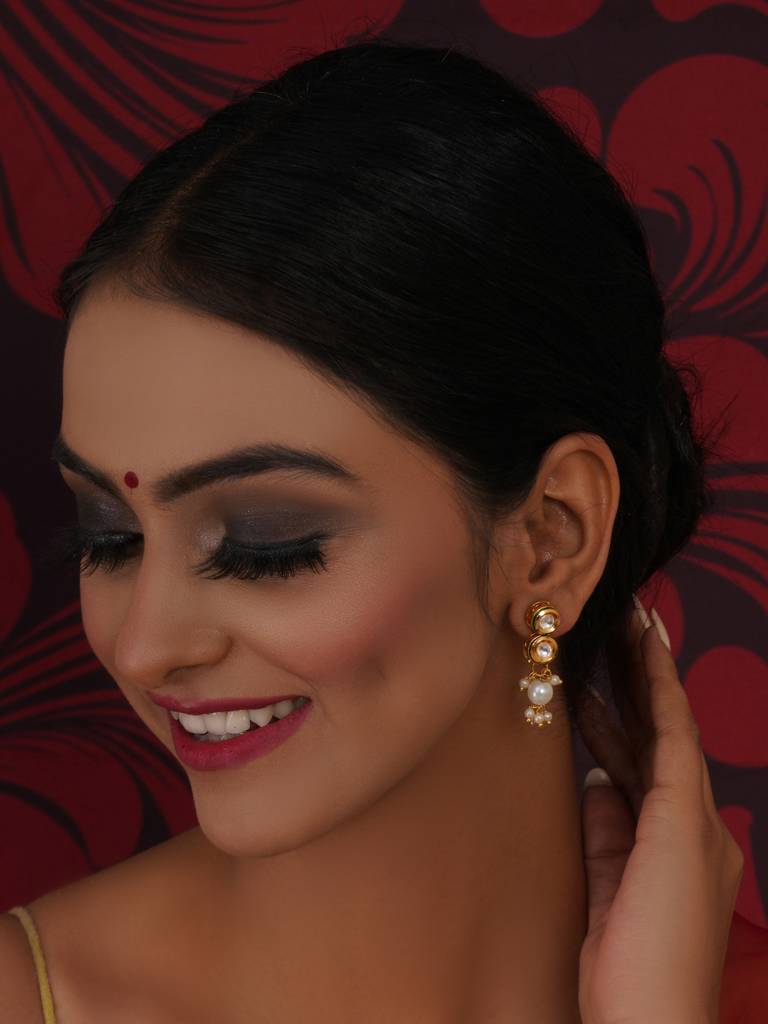 Kundan Earrings With Pearl Drops : RRA23-31