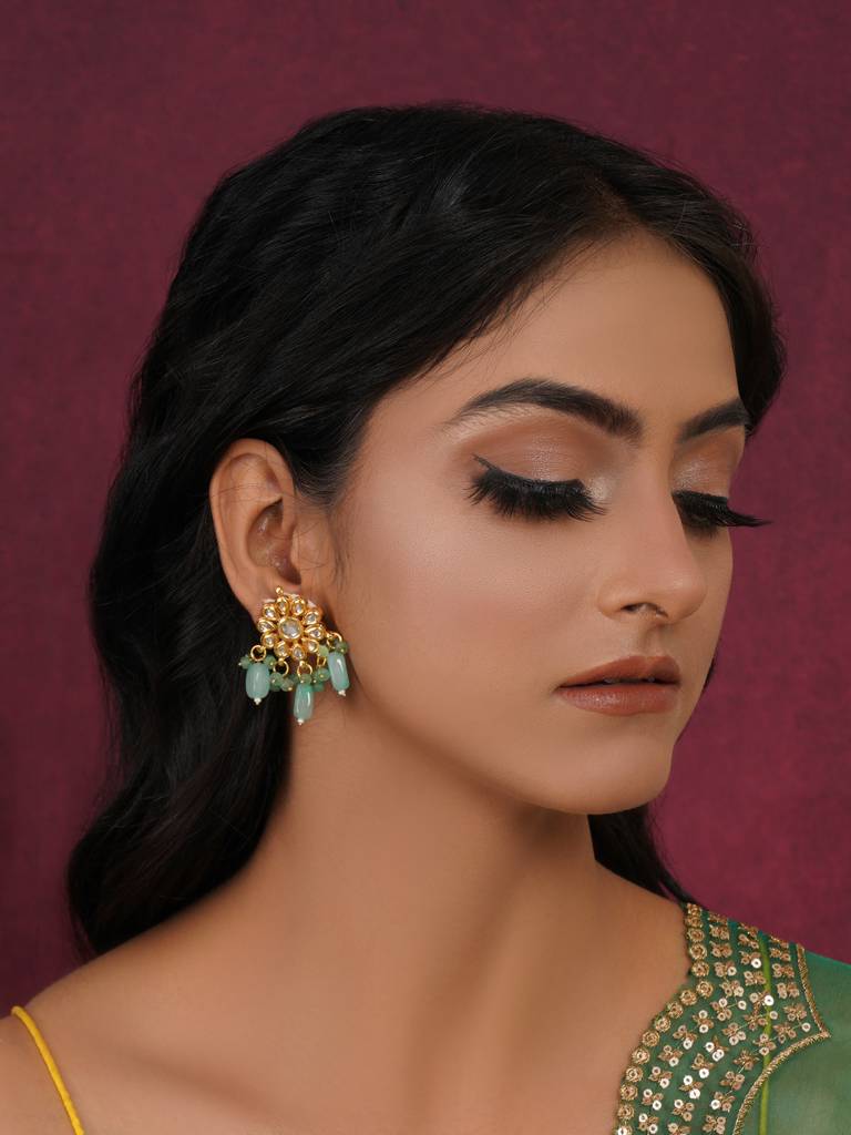 Mint Stone Kundan Earrings : RRA23-29