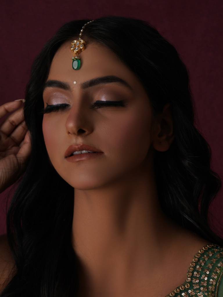 Kundan & Green Drop Stone Maang Tikka : RRA23-45