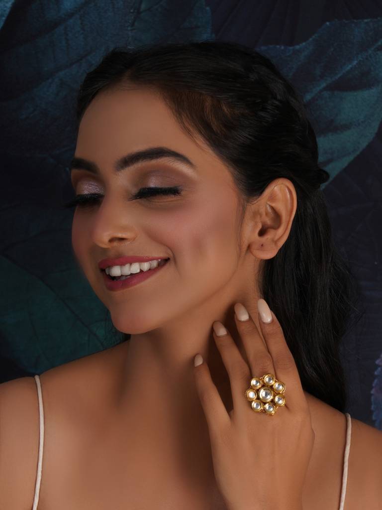 Kundan Flower Ring : RRA23-76