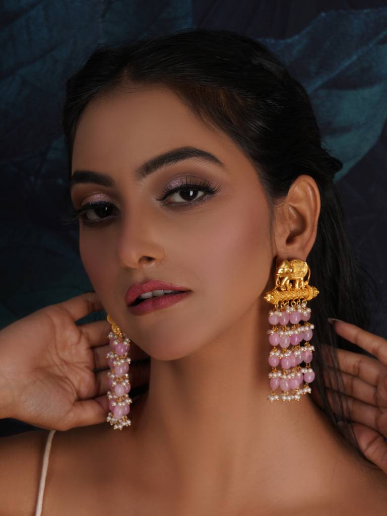 Long Layered Earrings With Elephant Motifs : RRA23-21