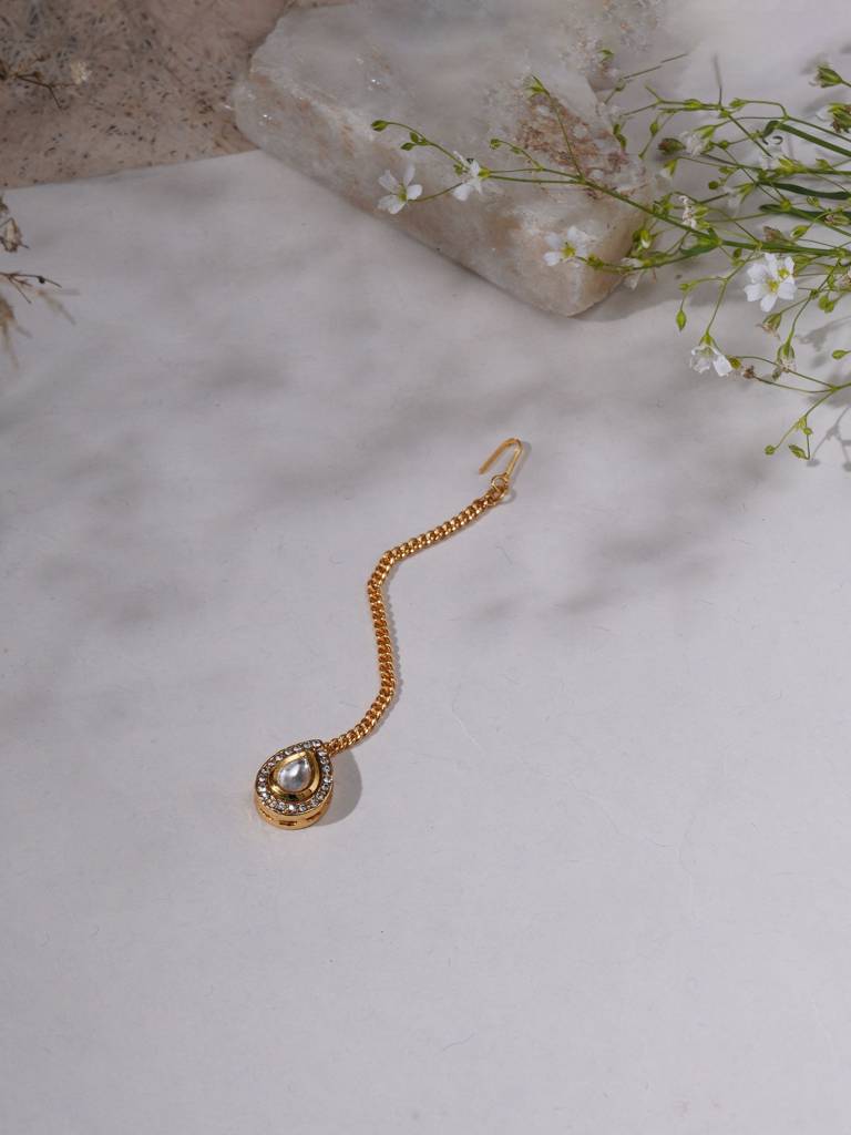 Teardrop Kundan & Crystal Maang Tikka : RRA23-48