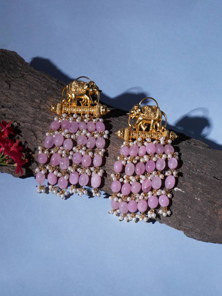 Long Layered Earrings With Elephant Motifs : RRA23-21