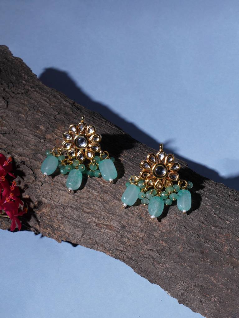 Mint Stone Kundan Earrings : RRA23-29