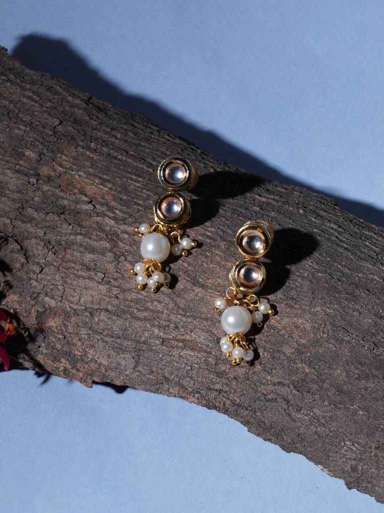 Kundan Earrings With Pearl Drops : RRA23-31
