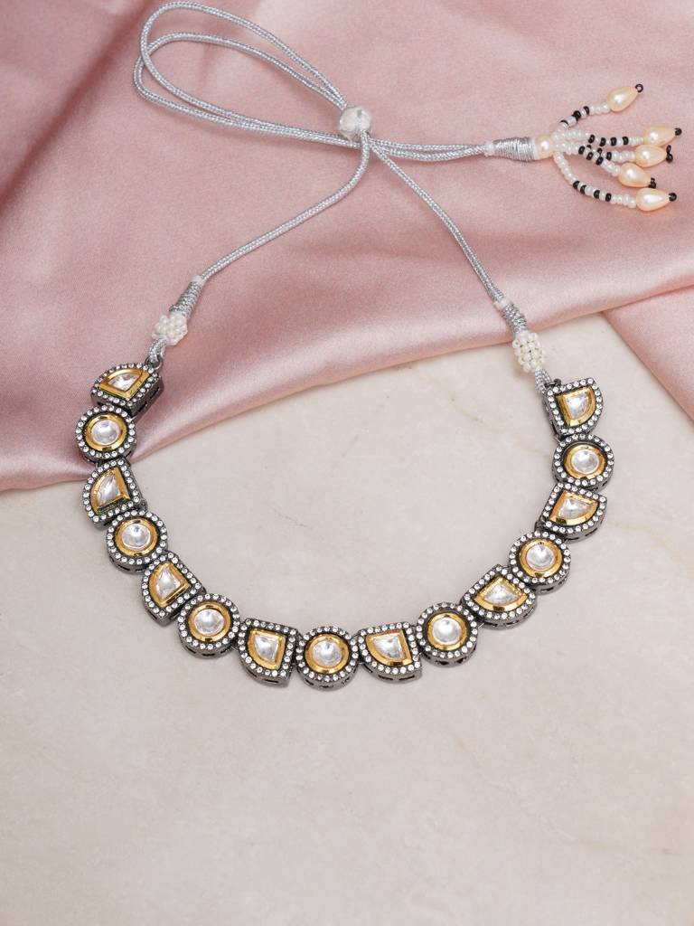 Dual Tone Kundan & Crystal Neckpiece : RRA23-54