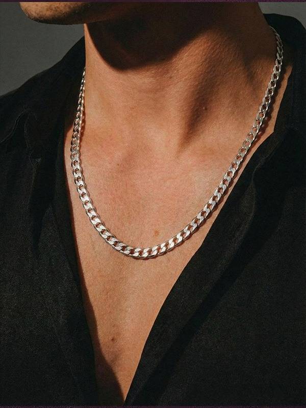 Diamond-Cut Curb Chain For Men : MCH50931S22ISL