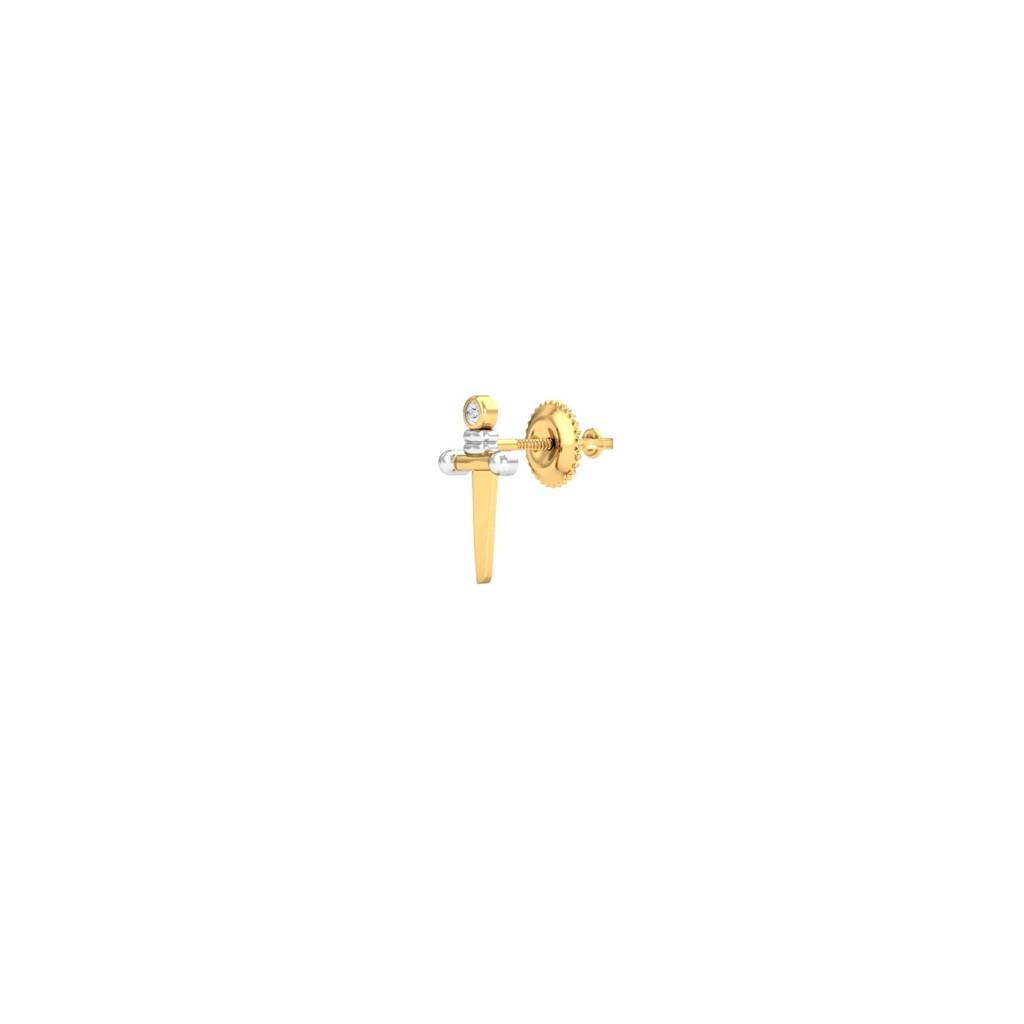9K Yellow Gold Sword Diamond Stud For Men : ME52017