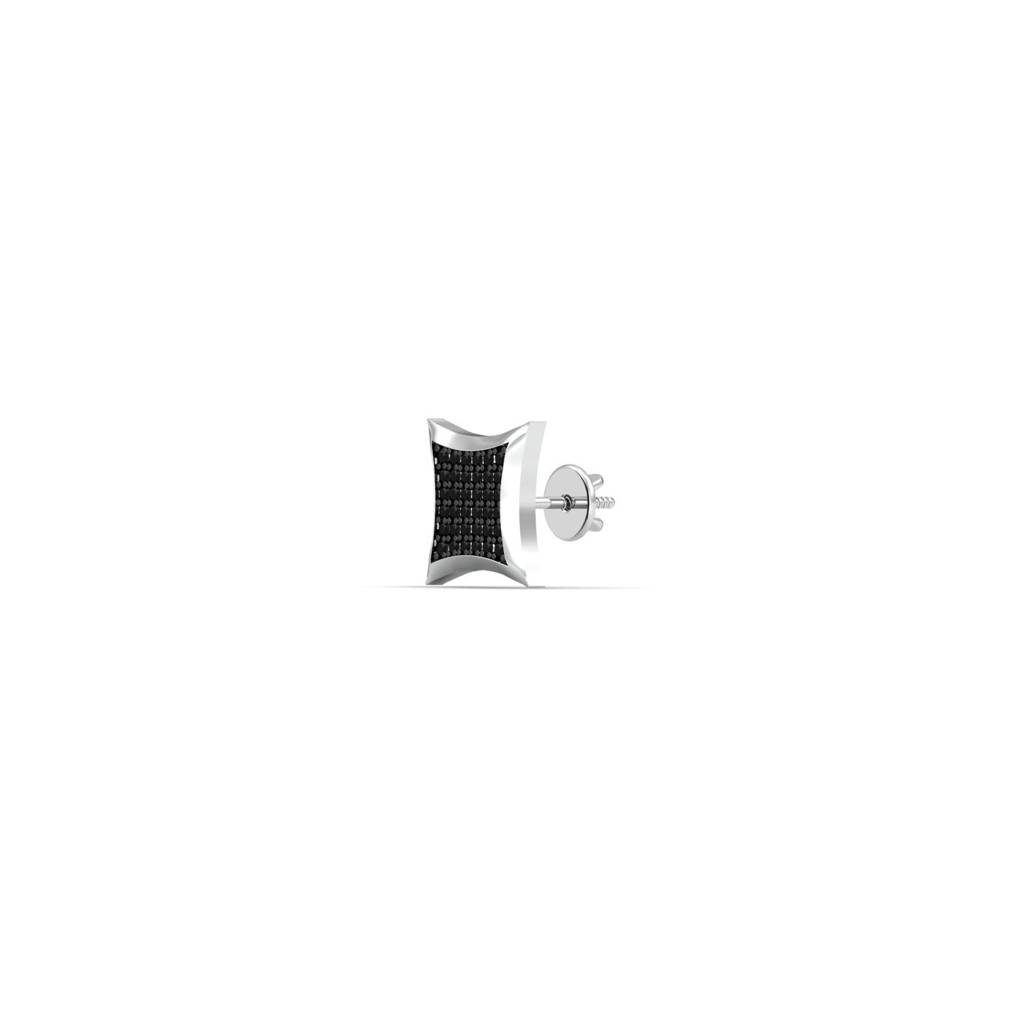 9K White Gold Imperion Black Diamond Mens Earring : ME52043