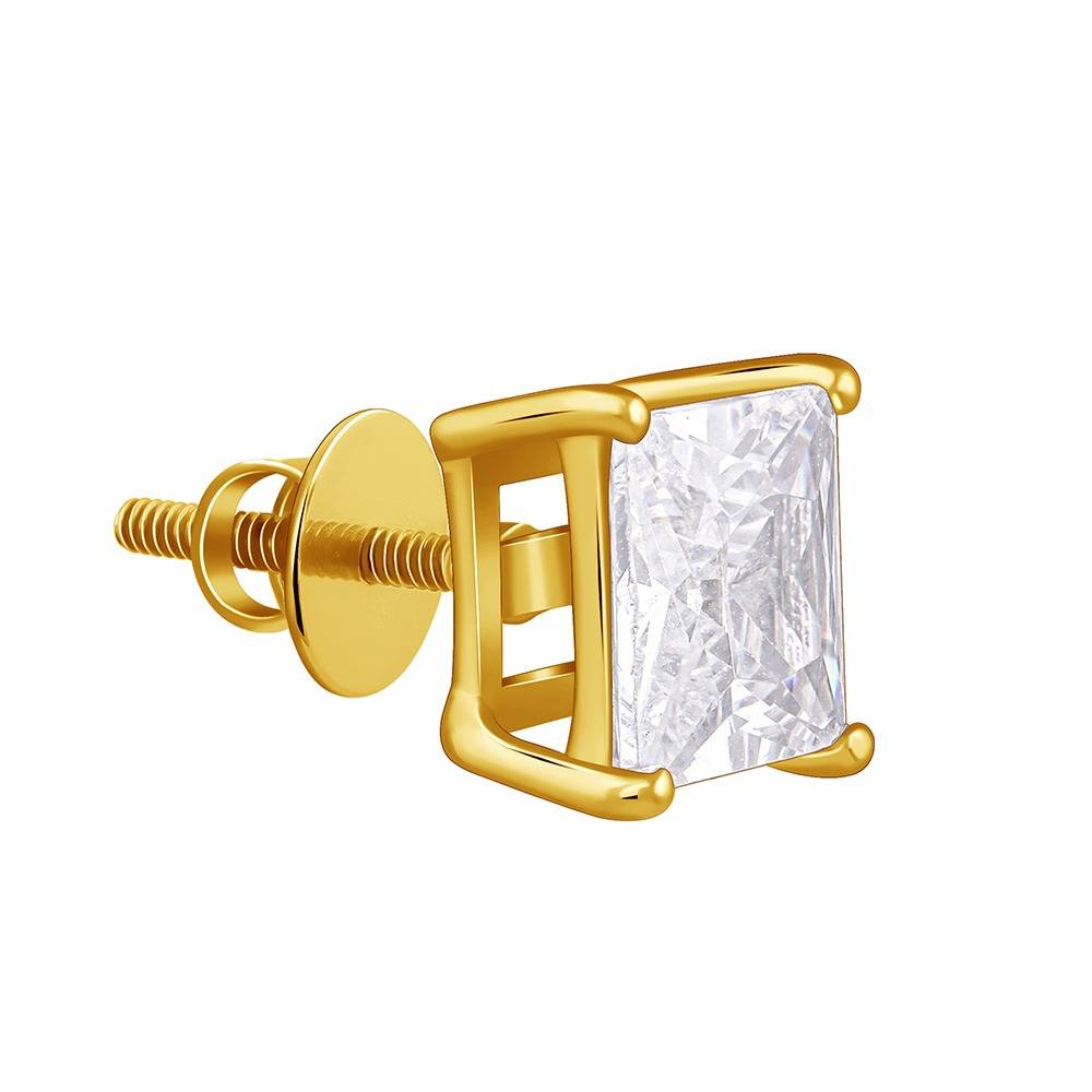 925 Silver Golden Classy Zirconia Stud For Him|Studs To Gift Men & Boys|With Certificate Of Authenticity And 925 Sta : MER0114