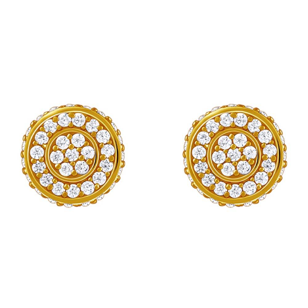 925 Silver Golden White Ice Stud For Him|Studs To Gift Men & Boys|With Certificate Of Authenticity And 925 Stamp|6 M : MER0115