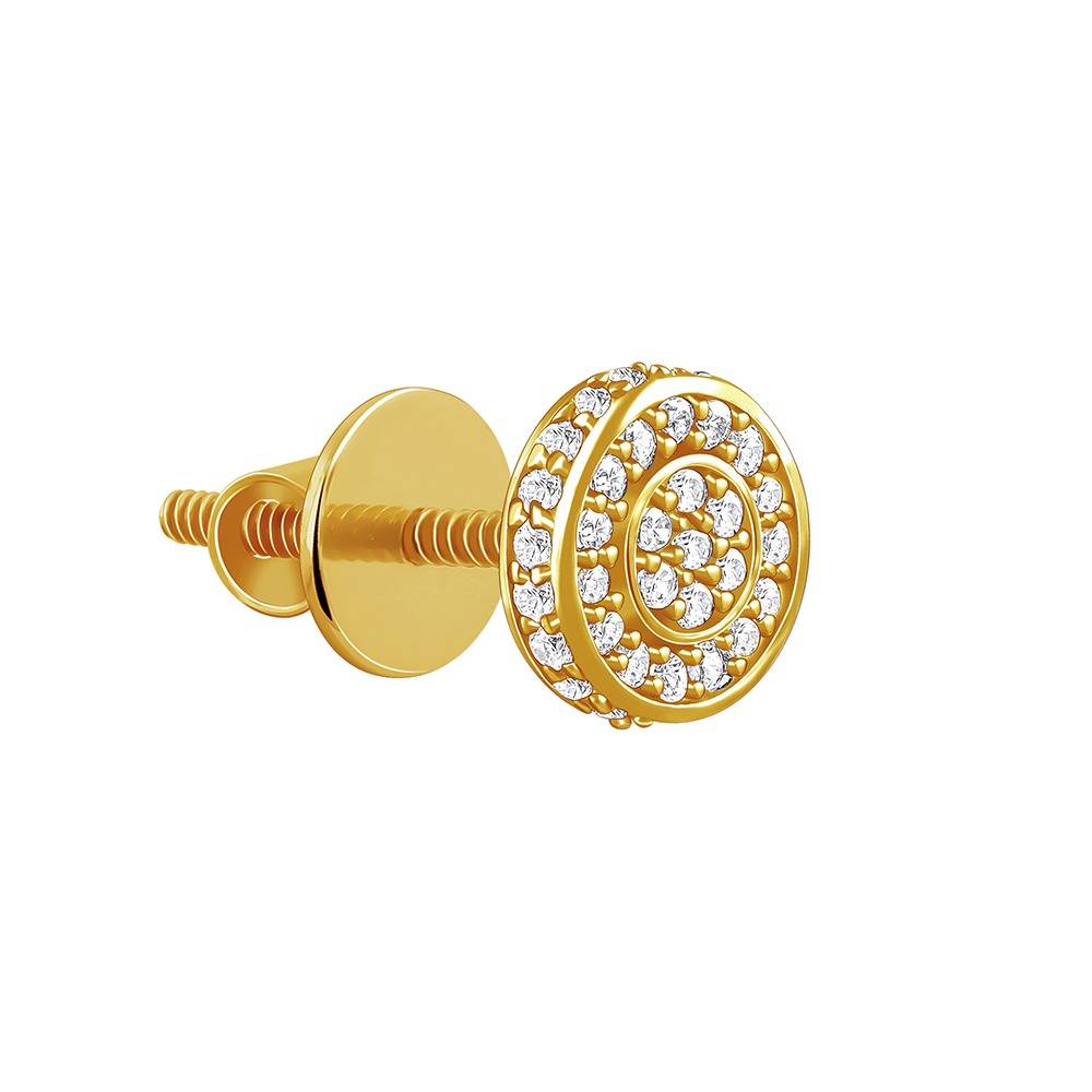 925 Silver Golden White Ice Stud For Him|Studs To Gift Men & Boys|With Certificate Of Authenticity And 925 Stamp|6 M : MER0115
