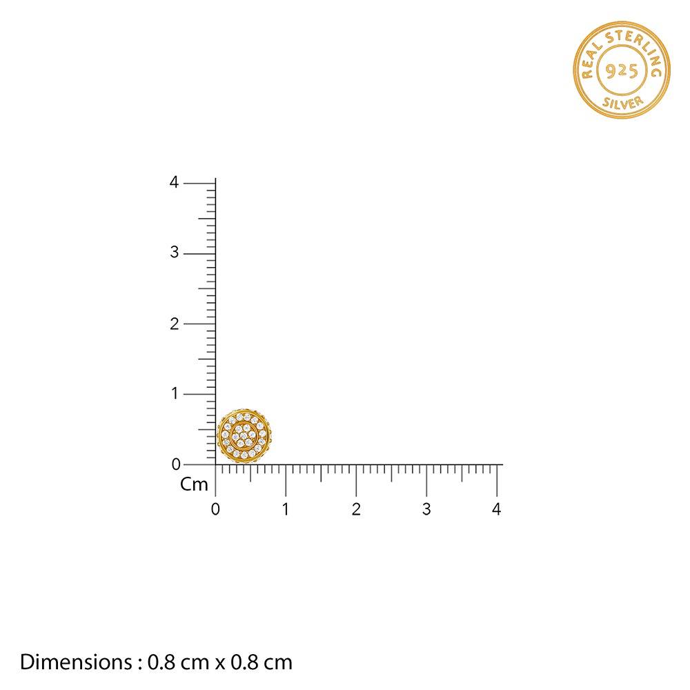 925 Silver Golden White Ice Stud For Him|Studs To Gift Men & Boys|With Certificate Of Authenticity And 925 Stamp|6 M : MER0115