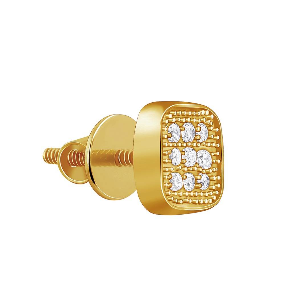 925 Silver Golden Modern Spark Stud For Him|Studs To Gift Men & Boys|With Certificate Of Authenticity And 925 Stamp| : MER0118