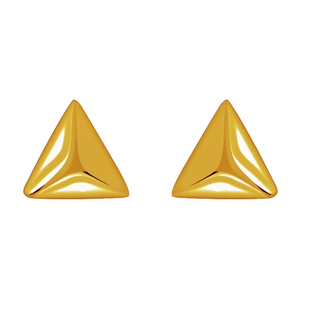 925 Silver Golden Echo Triangle Stud For Him|Studs To Gift Men & Boys|With Certificate Of Authenticity And 925 Stamp : MER0125