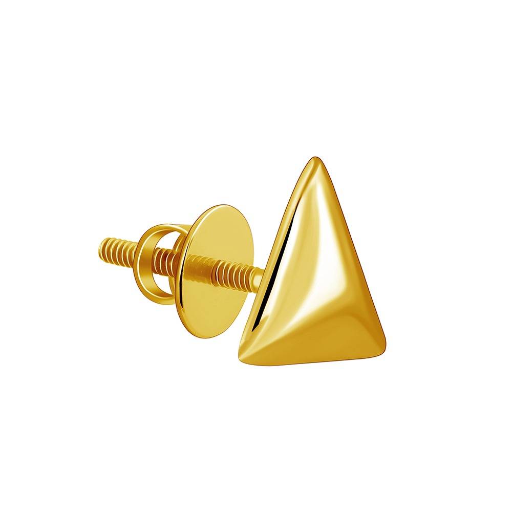 925 Silver Golden Echo Triangle Stud For Him|Studs To Gift Men & Boys|With Certificate Of Authenticity And 925 Stamp : MER0125