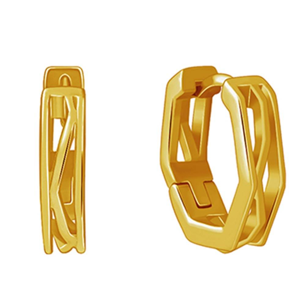 925 Silver Golden Hexa Hoop Earring For Him|Studs To Gift Men & Boys|With Certificate Of Authenticity And 925 Stamp| : MER0128