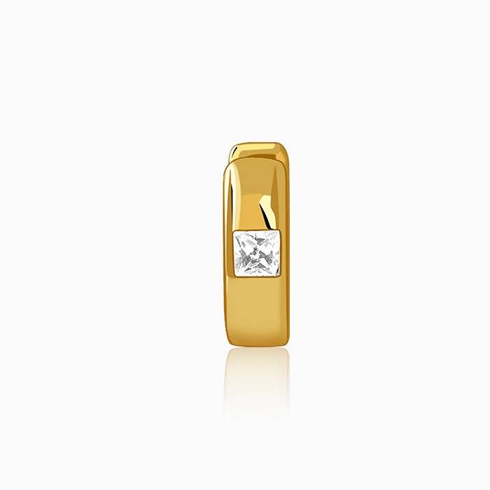 925 Silver Golden Flux Hoop Earring For Him|Studs To Gift Men & Boys| With Certificate Of Authenticity And 925 Stamp : MER0130