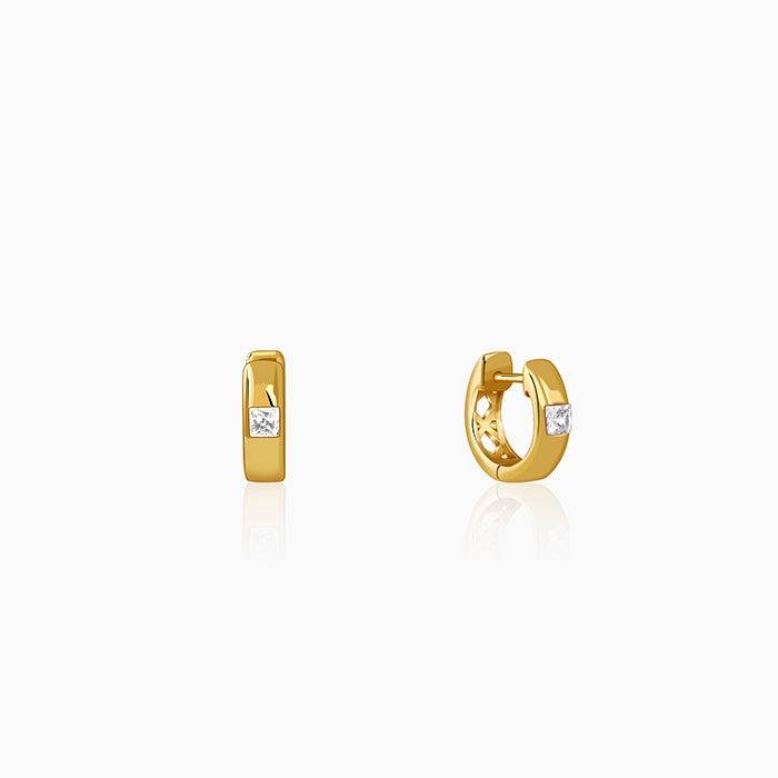 925 Silver Golden Flux Hoop Earring For Him|Studs To Gift Men & Boys| With Certificate Of Authenticity And 925 Stamp : MER0130