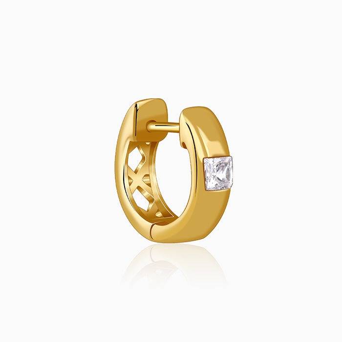 925 Silver Golden Flux Hoop Earring For Him|Studs To Gift Men & Boys| With Certificate Of Authenticity And 925 Stamp : MER0130