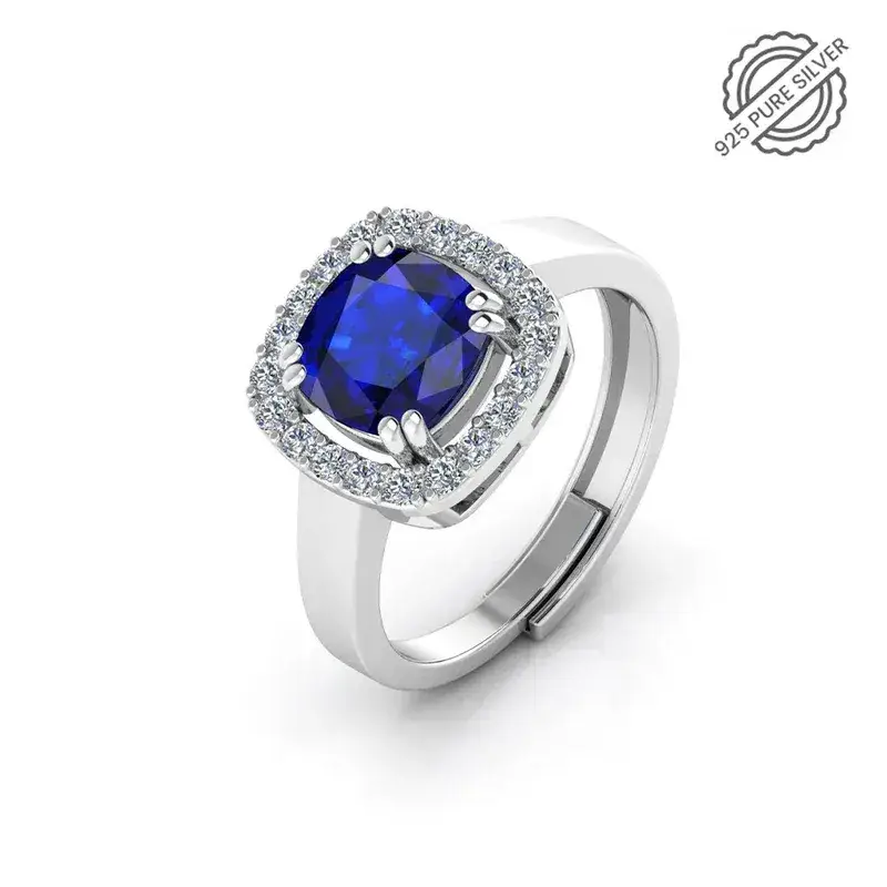 Pure 925 Silver Sapphire Engagement Ring For Women : SR-03