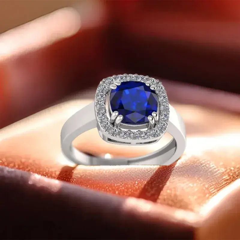 Pure 925 Silver Sapphire Engagement Ring For Women : SR-03