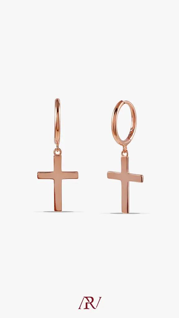 Minimalistic Cross Huggies : ARV-ER-032
