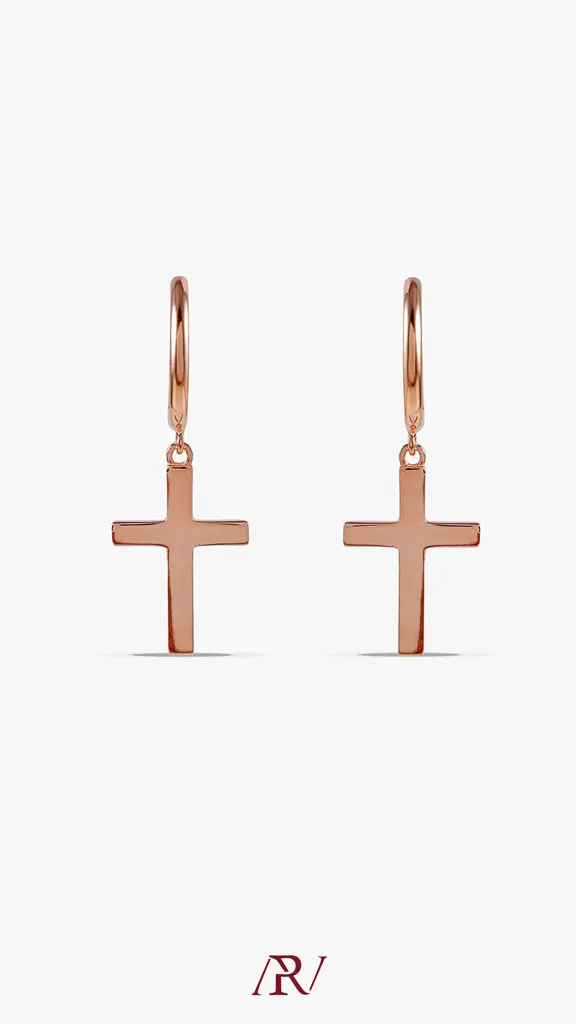 Minimalistic Cross Huggies : ARV-ER-032