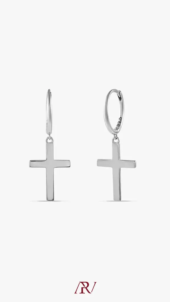 Minimalistic Cross Huggies : ARV-ER-032