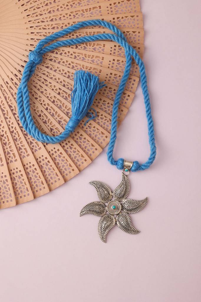 925 Sterling Silver Mizoya Intricate Blossom Flower Dori Necklace : SN1018