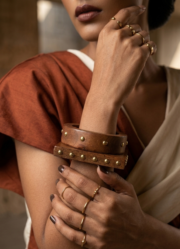 Rumi Wood Bangle Stack - Set Of 2 : MJ268