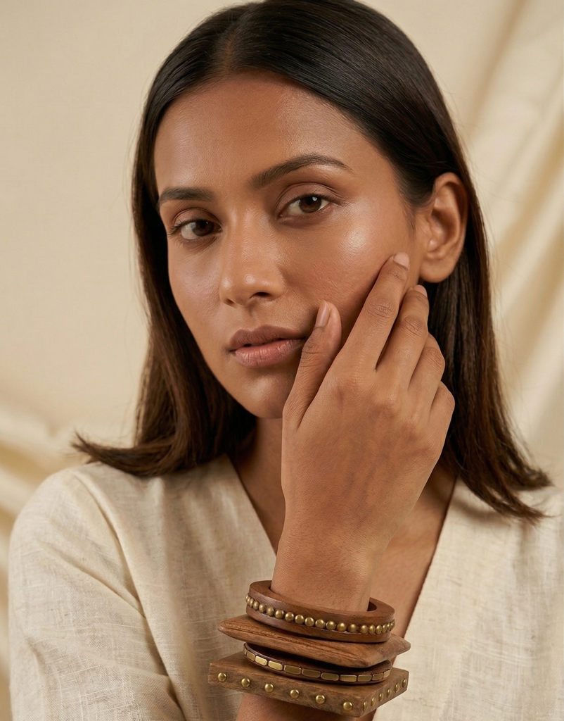 Mira Wood Bangle Stack – Set Of 4 : MJ273